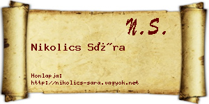 Nikolics Sára névjegykártya